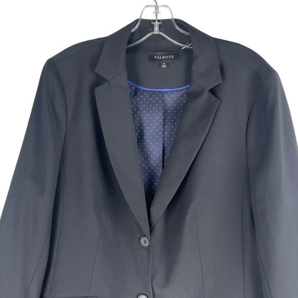 Talbots Luxe Wool Blend Blazer Jacket 2 Buttons Black Size 16 - Picture 3 of 8